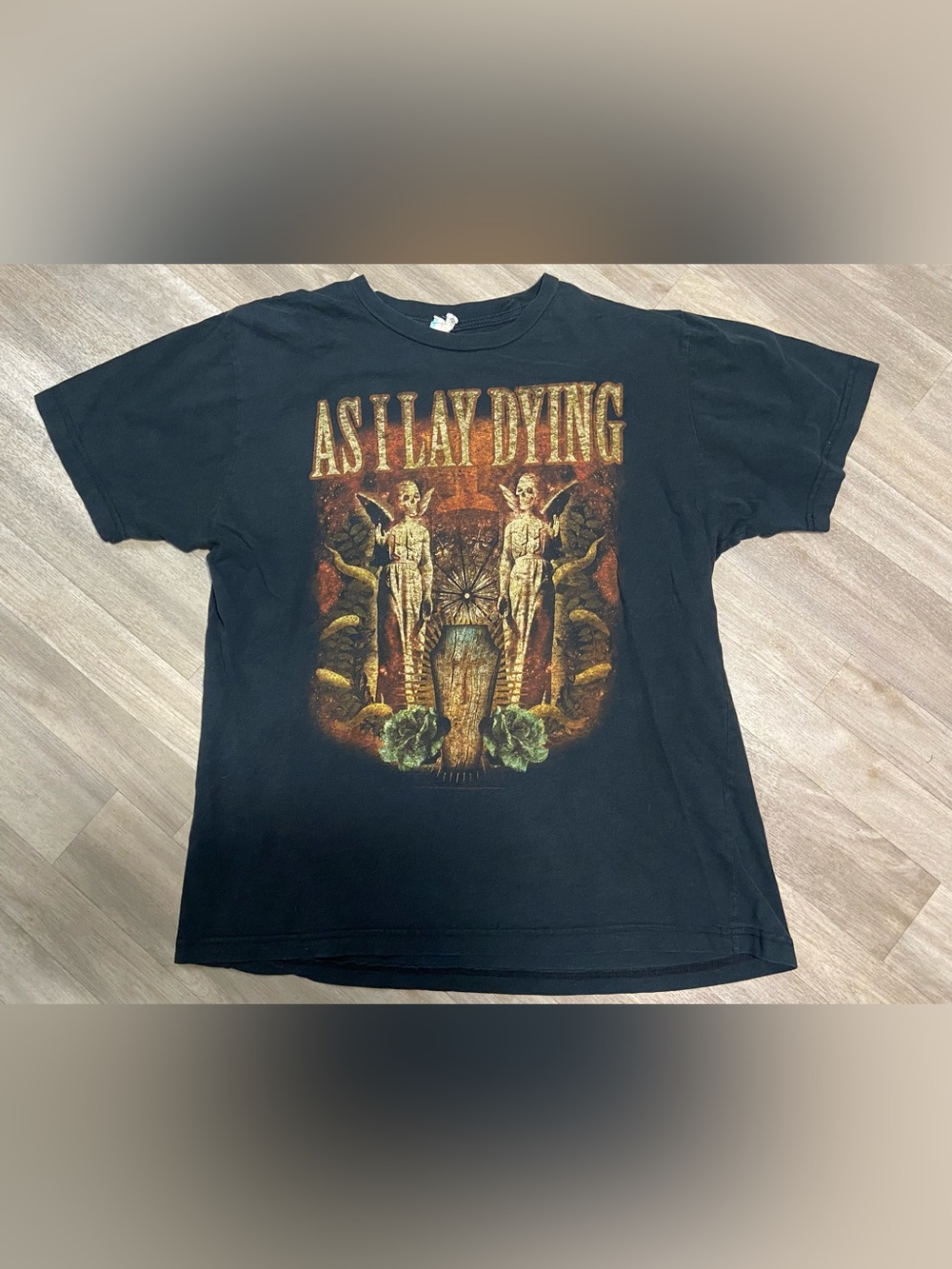 Vintage 2007 As I Lay Dying  Concert Tour Coffin Black Short Sleeve Tee Size L